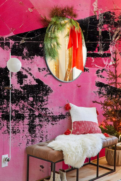 Paint Wall Mural in Rose Red, Suitable for Use as Hallway Decoration