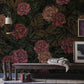 dark rose flower wallpaper mural for hallway