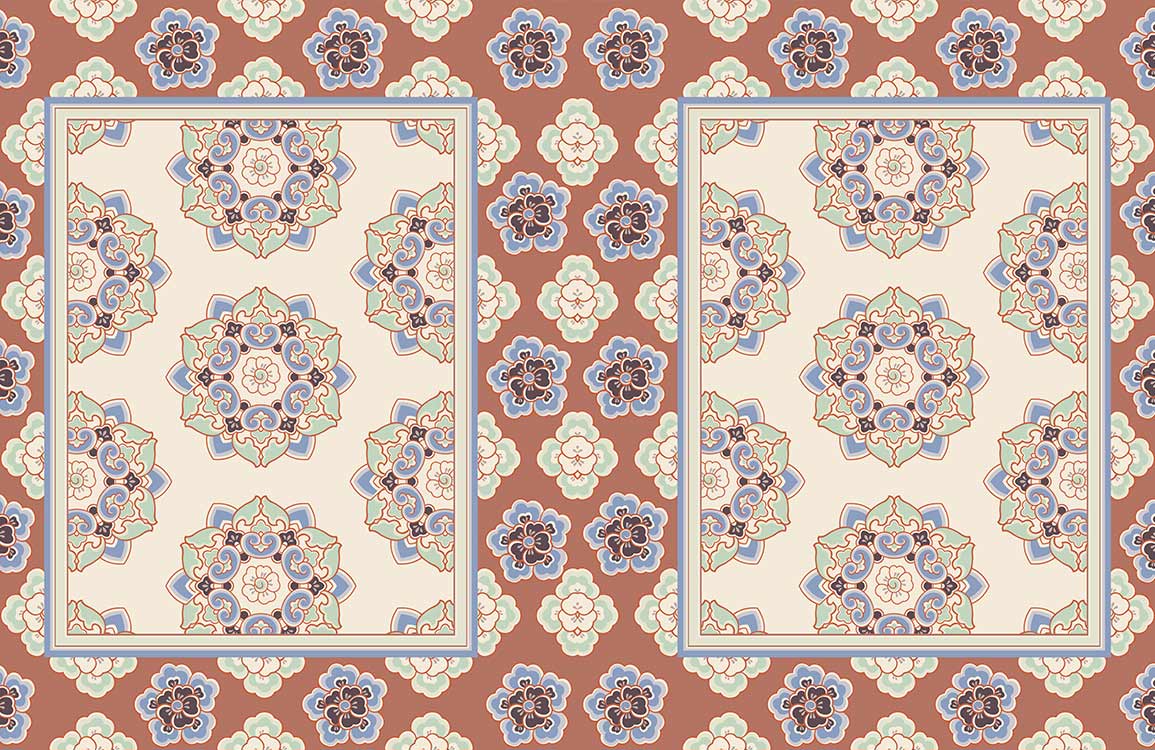 Vintage Florale Geometrische Schlafzimmer Wandmalerei