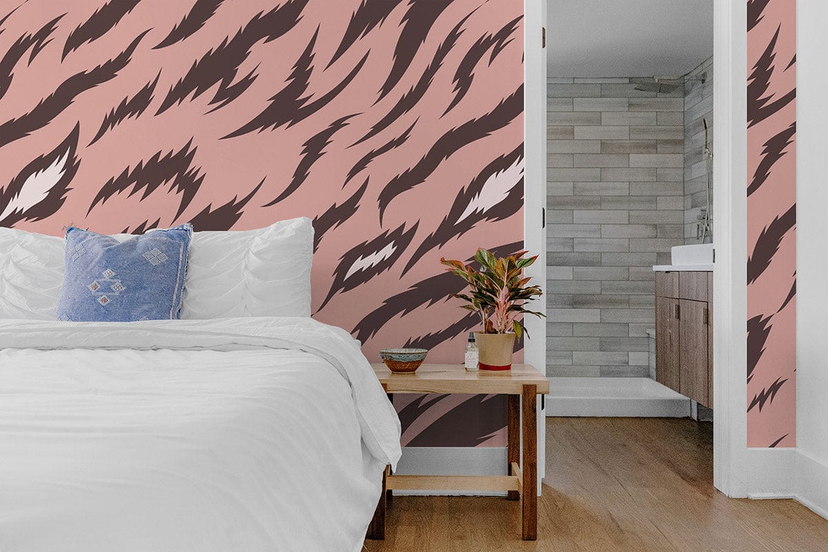 Wallpaper made of pink rough fur animal skin, decorated for use in bedrooms