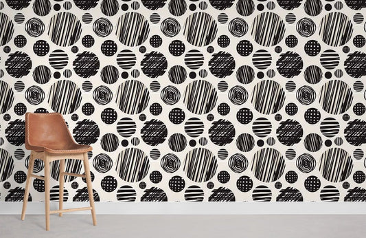 Abstract Black and White Mural Wallpaper