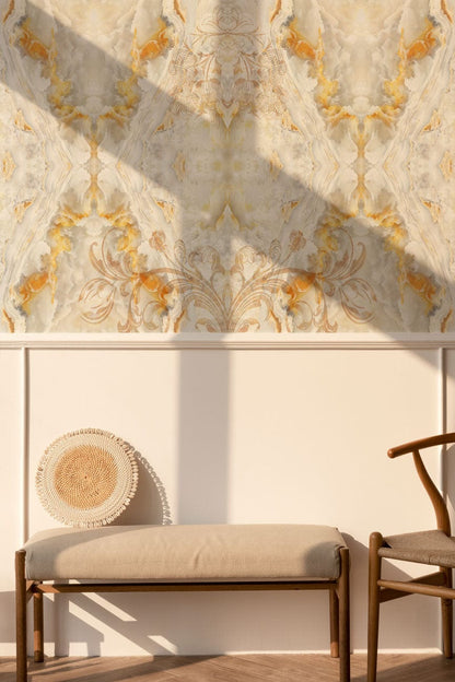 Royal Platinum Marble Wallpaper Mural for the Entryway and Hallway Decorations