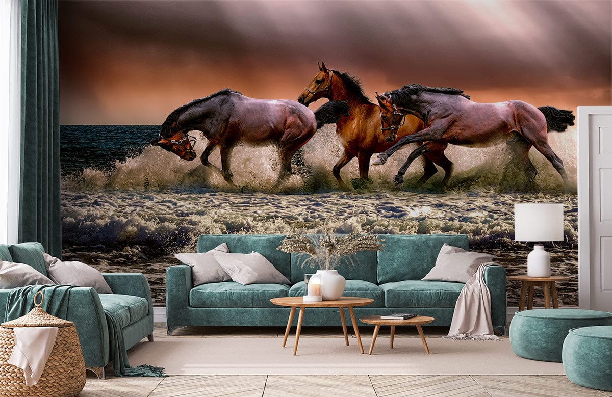 Horses Running Wall Murals for living Room decor