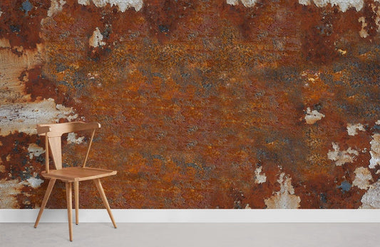 Rustic Industrial Orange Rust Mural Wallpaper