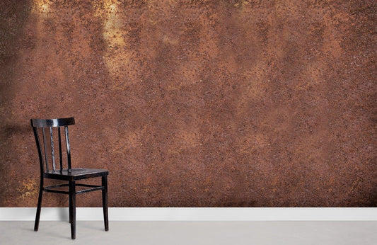 Rustic Textured Brown Metallic Mural Wallpaper