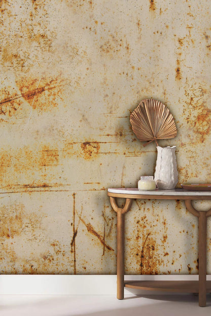Rustic Industrial Textured Mural Wallpaper in entryway
