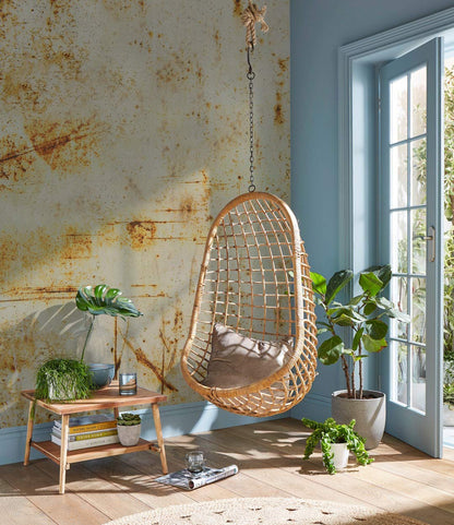 Rustic Industrial Textured Mural Wallpaper in living room