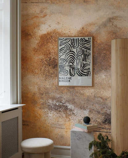 Rust Spots Grained Wall Wallpaper Mural for Use as Decorating Material in Hallways