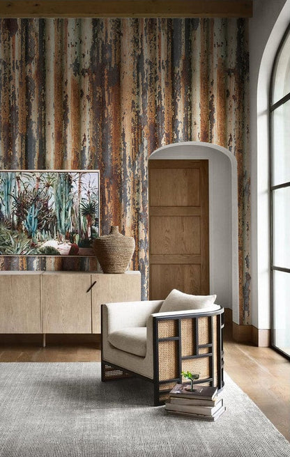 Rusted effect Industrial Mural Wallpaper for living room
