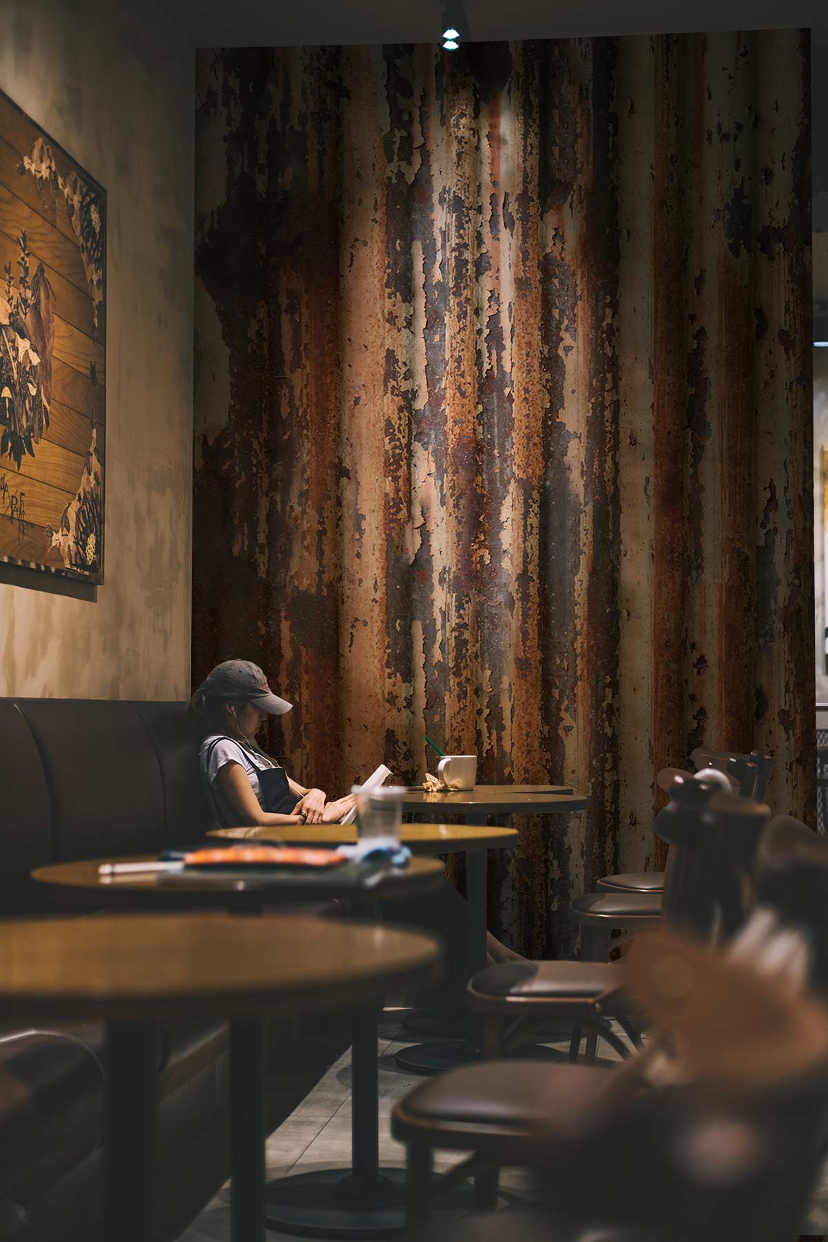 Rusted effect Industrial Mural Wallpaper for restaurant