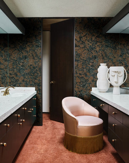 Rustic Brown Granite Textured Mural Wallpaper in bathroom