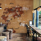 Coffee Shop Wallcovering Mural Featuring a Rustic Brown Map for Decorating Purposes