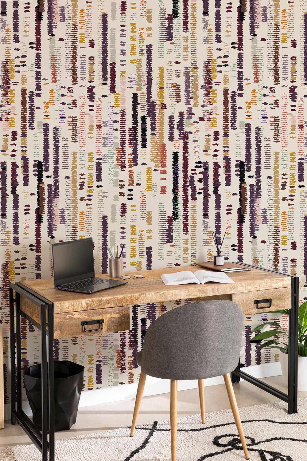 Rustic Stripe Abstract Wallpaper Office Decor