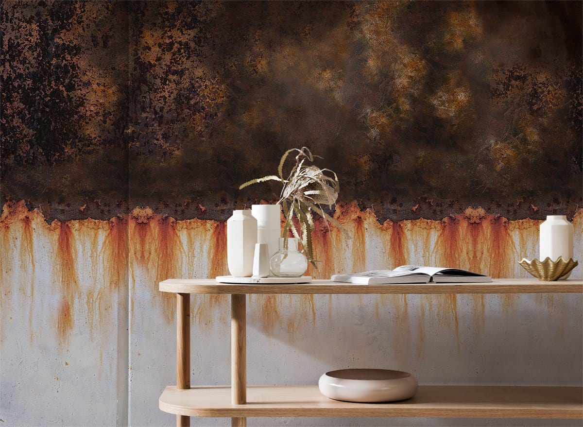 Rustic Abstract Orange Textured Mural Wallpaper