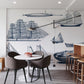 Sailboat Revolution Industrial Wallpaper Mural for Use as Décor in the Dining Room