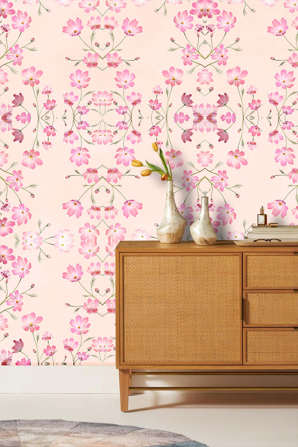 Sakura Flower Pink Wallpaper Mural Home Interior Design