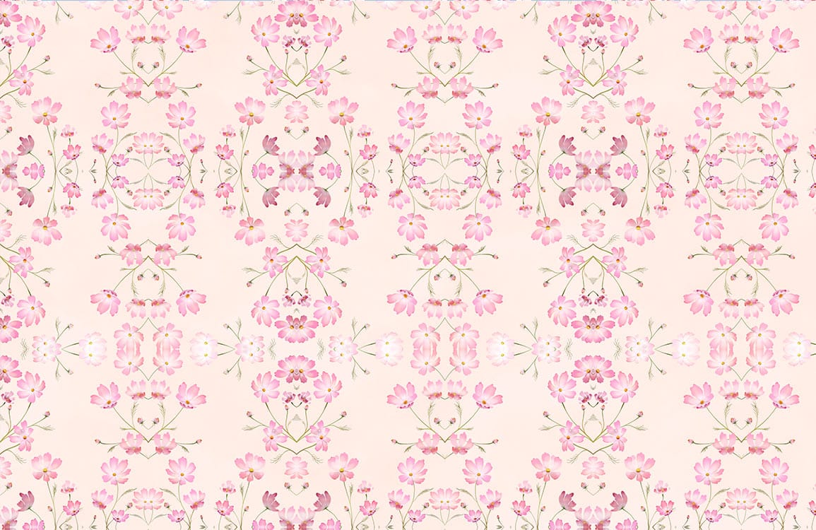 Elegante Pinke Florale Botanische Wandtapete