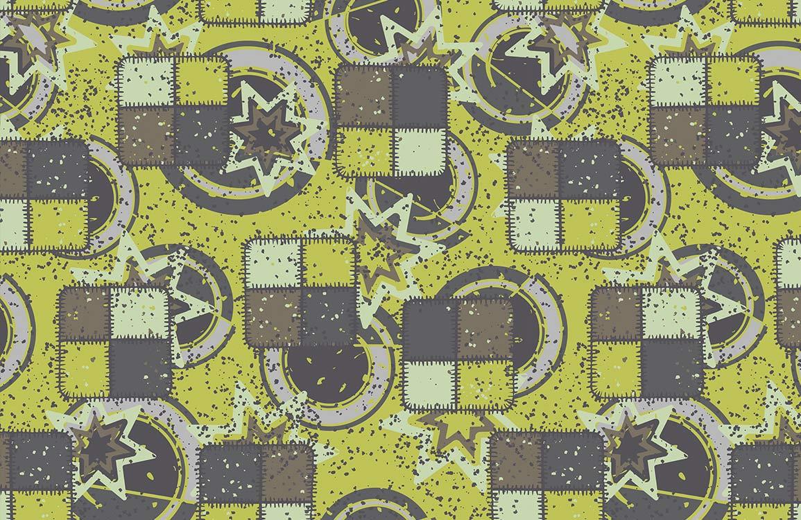 Carta da parati murale geometrica astratta gialla e grigia