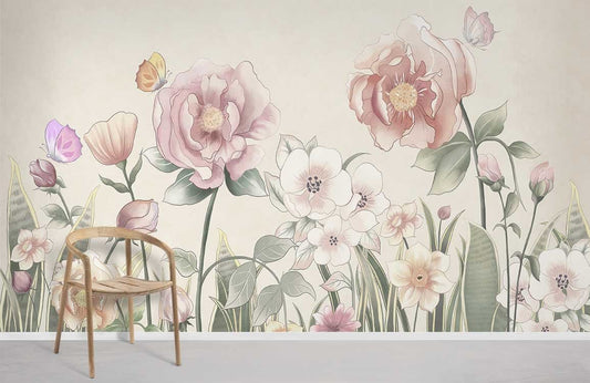 Vintage Floral Garden Wall Mural