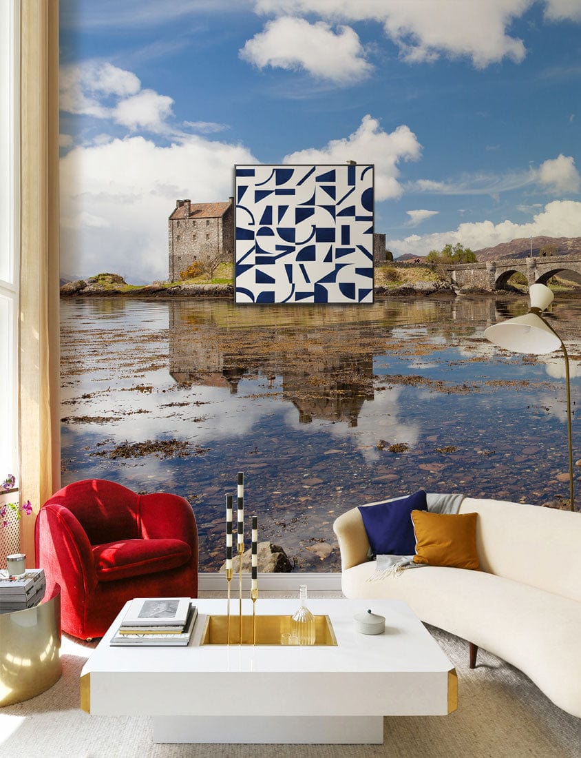 Wallpaper Mural for Living Room Decoration Featuring a Scene from Scotland Featuring Castles