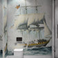 bathroom mural wallpaper featuring a massive white yacht at sea
