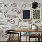 Wallpaper mural with sea fish for the dining room's decor.