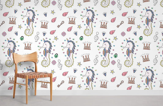 Enchanting Unicorn Princess Mural Wallpaper in playroom