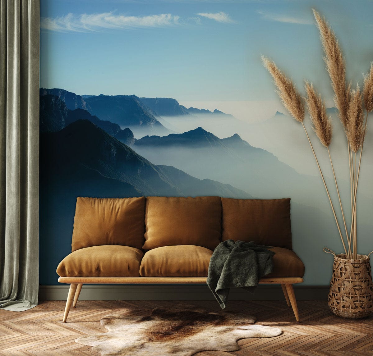 Wallpaper mural featuring a landscape depicting a sea of clouds at peak, ideal for use in the hallway.