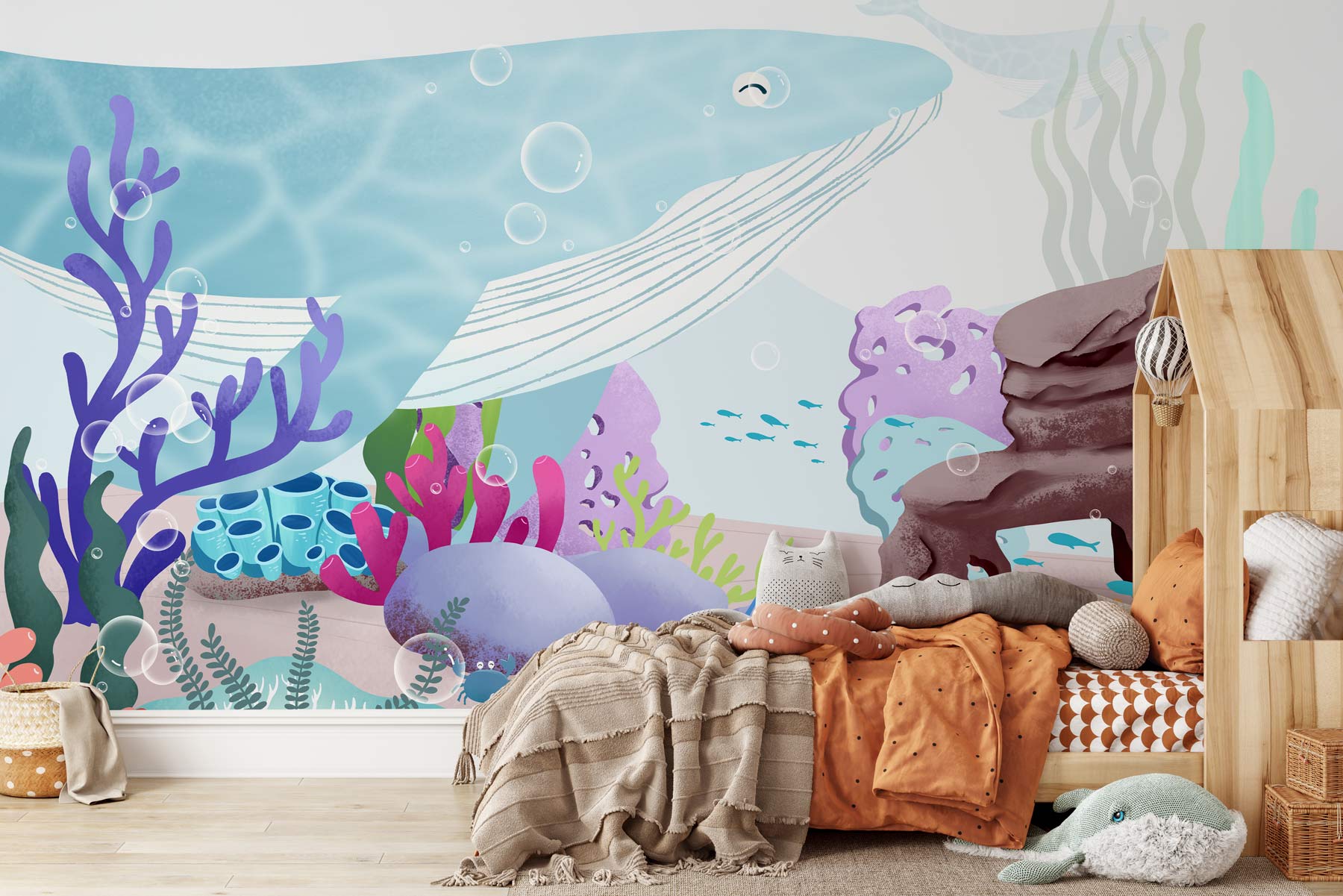 Wallpaper Mural of Seabed Animals for Use in Decorating Bedrooms