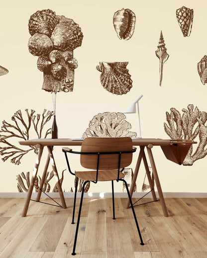 Wallpaper Mural of a Coral Ocean Scene for Use in Home or Office Decorations