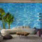 blue water wave wallpaper mural living room design
