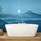 Bathroom Wall Mural with Shiny Sun and Misty Hills Printed on Waterproof Wallpaper