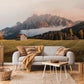 Living Room Wallpaper Mural Featuring a Wooden Cabin Atop a Mountain