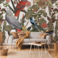 Living Room Animal Wallpaper Mural Featuring a Jungle Bird Perched on Branches