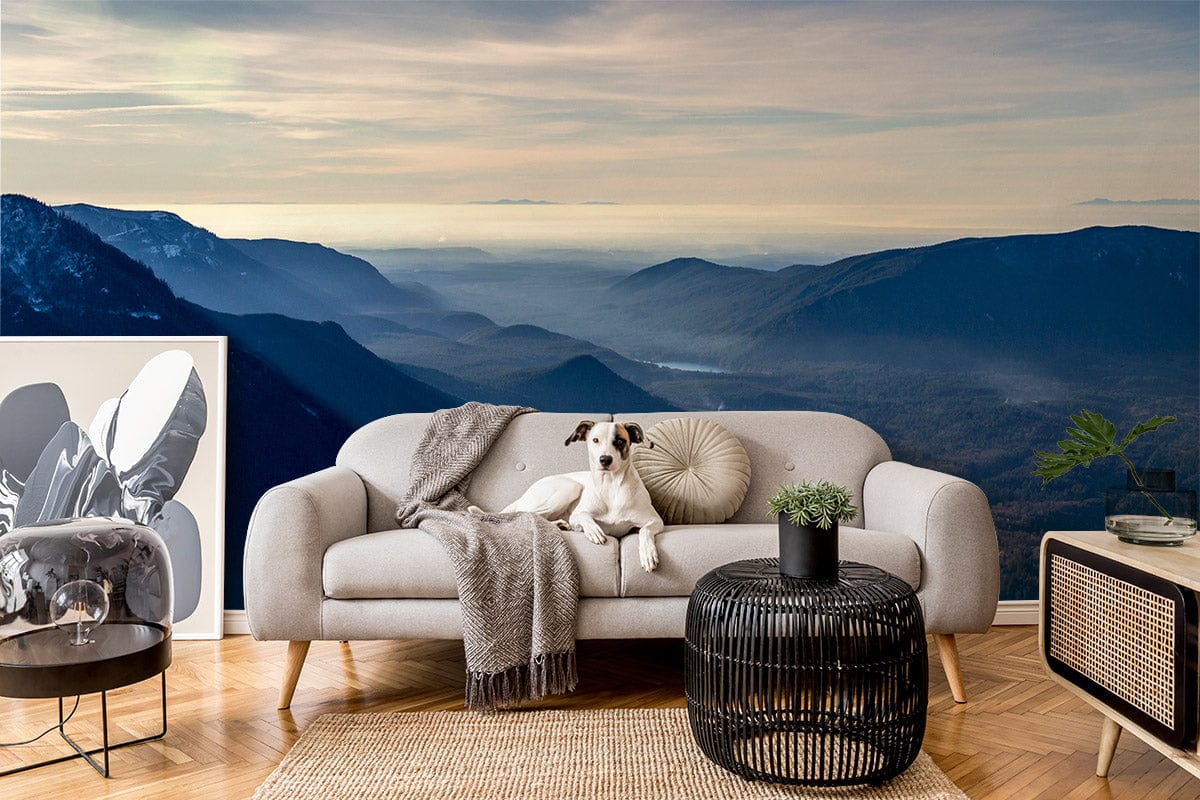 Living Room Wallpaper Mural Featuring a Majestic Mountain Range