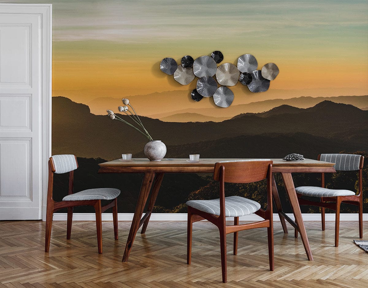 Living Room Featuring a Sunshine Mountain Wallpaper Mural