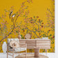 Hallway wall paintings with a golden backdrop and trees and birds
