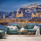 sublime night view of Austria Salzburg in winter aesthetic art