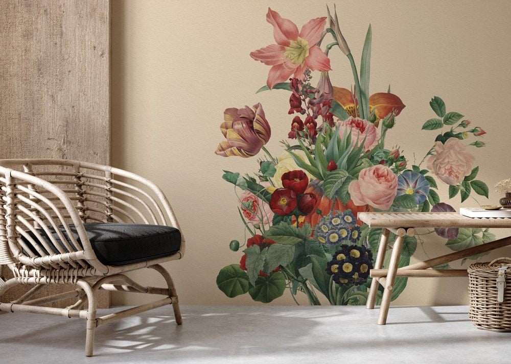 intricacy of delicately arranged flowers murals for the hall