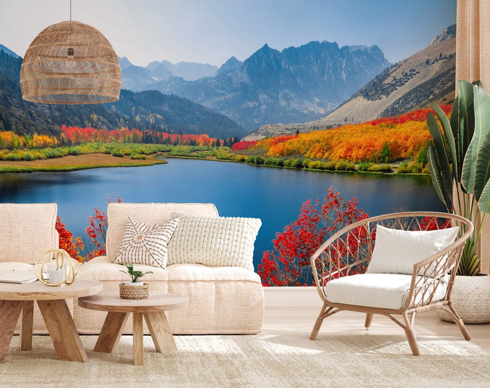 unique landscape of mountain lake wall mural art