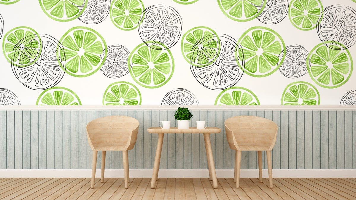 Green Lemon Fruit Customized Wallpaper Design