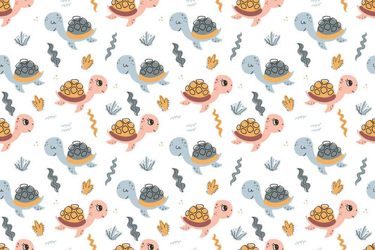shy swimming turtles wallpaper mural for room decor