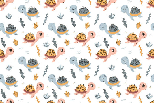 shy swimming turtles wallpaper mural for room decor