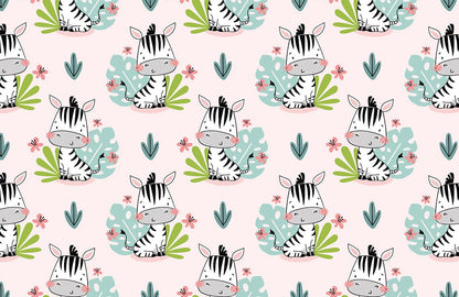 Cartoon Zebra Wall Mural Custom Art Design