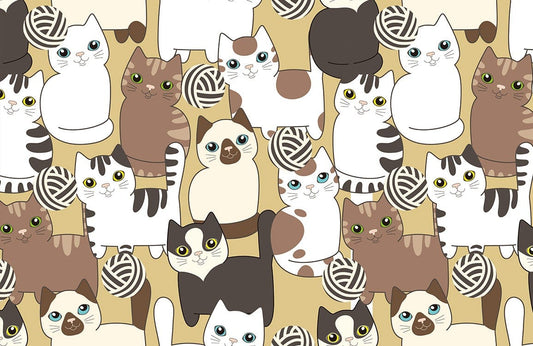 cute Cats Pattern animal Mural Wallpaper for wall design