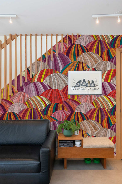 Colorful Abstract Geometric Mural Wallpaper in living room