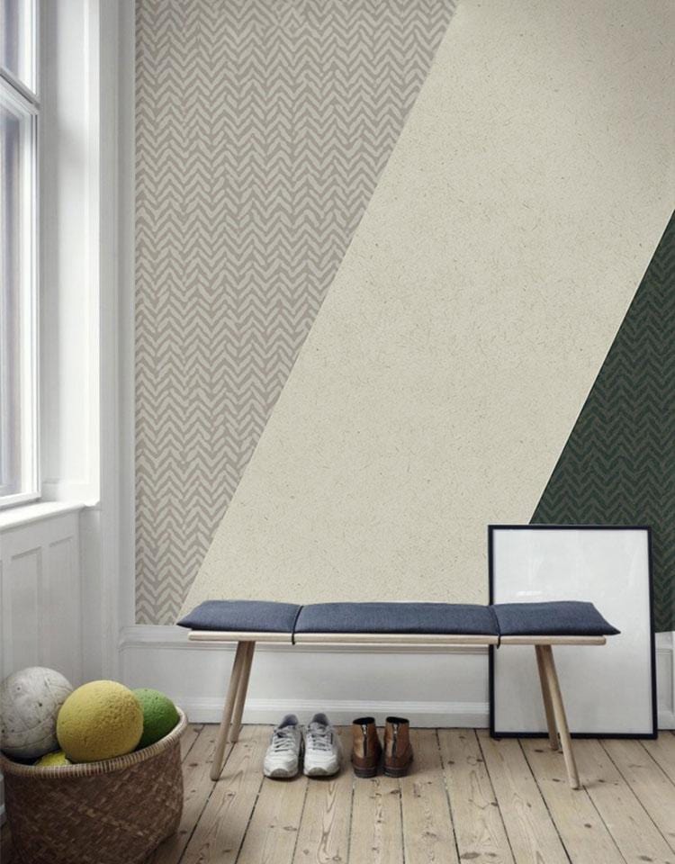Green Texture Block wallpaper mural used for the decoration of the hallway