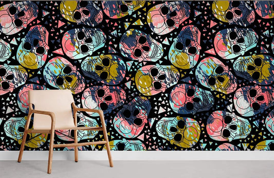 Skeleton Pattern Cool Wallpaper Mural Home Decor