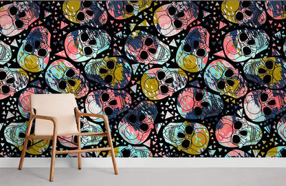 Skeleton Pattern Cool Wallpaper Mural Home Decor