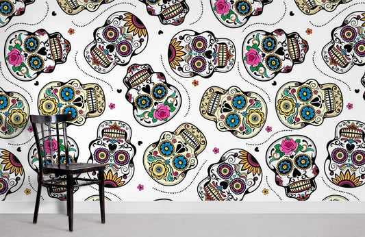 Skeleton Pattern Vintage Wallpaper Mural